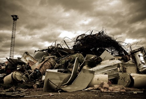 Professional waste clearance team at a construction site